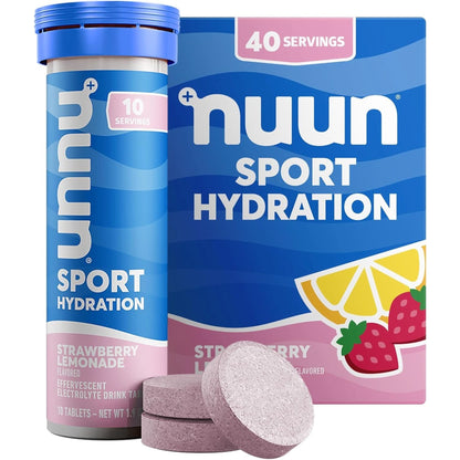 Nuun Sport Electrolyte Tablets - Dissolvable in Water, Mixed Flavors | 5 Essential Electrolytes for Hydration | 1G Sugar Drink Mix | Vegan, Non-Gmo | 4 Pack (40 Total Servings)