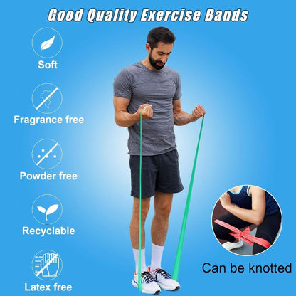 Resistance Bands for Working Out, Physical Therapy Bands, Elastic and Exercise Bands Set for Stretching, Suitable for Rehab, Yoga, Pilates, Gym, Home Exercise