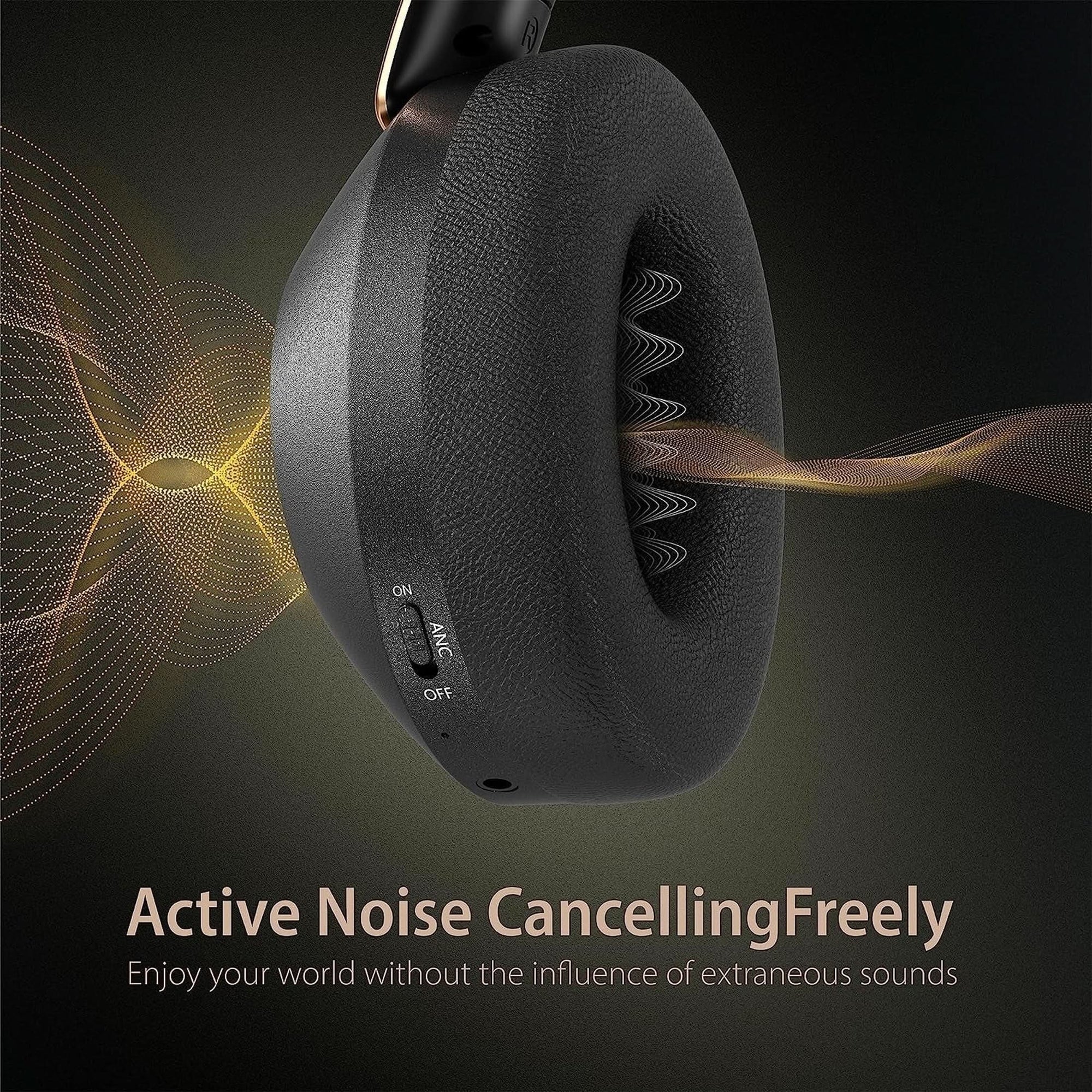 Active Noise Cancelling Headphones, 100H Playtime Headphones Wireless Bluetooth, Bluetooth Headphones with Microphone, over Ear Wireless Headphones with Deep Bass,Fast Charging for Travel,Office,Home