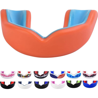 Sports Youth Mouth Guard for Kids USA Flag & Fangs & 20 Best Colors to Choose From - Youth Mouthguard Football, MMA, Karate, Flag Football, Rugby, Boxing, BJJ /W Case Youth, Strapless