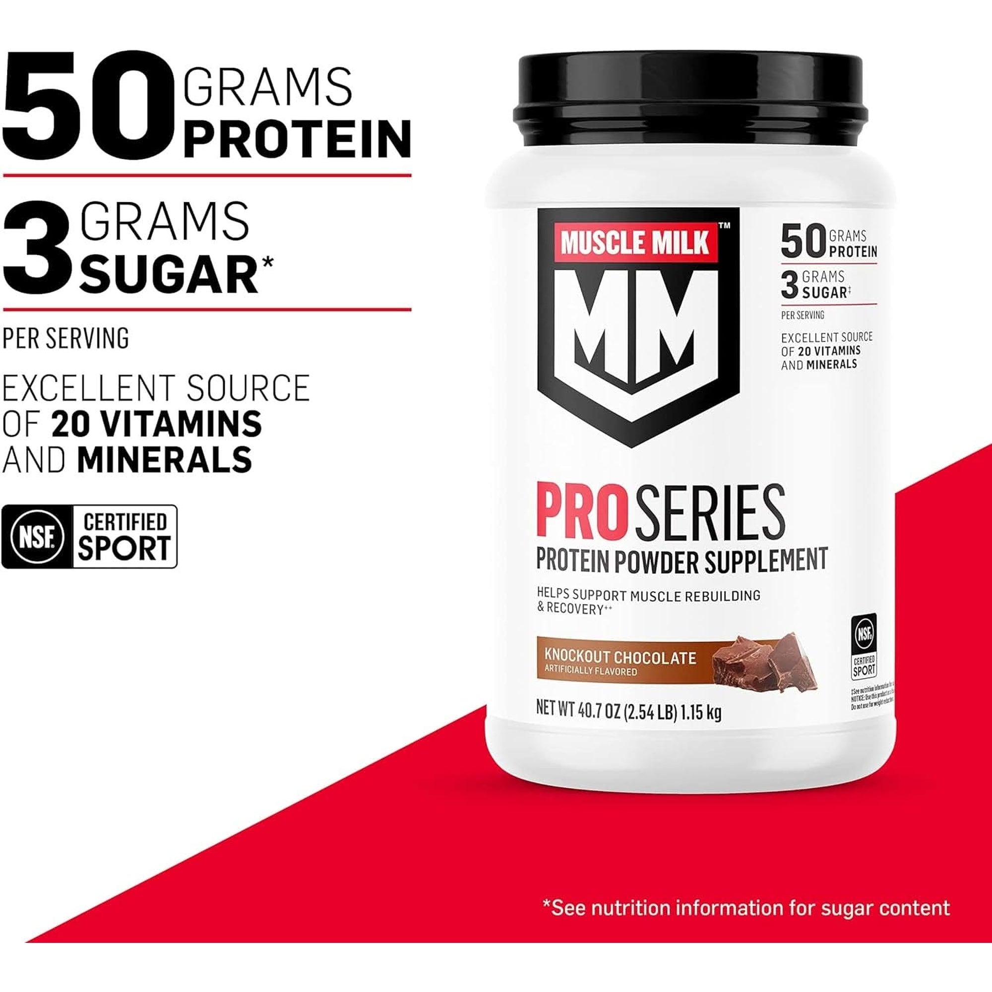 Muscle Milk Pro Series Protein Powder Supplement, Intense Vanilla, 5 Pound, 28 Servings, 50G Protein, 3G Sugar, 20 Vitamins & Minerals, NSF Certified for Sport, Workout Recovery, Packaging May Vary