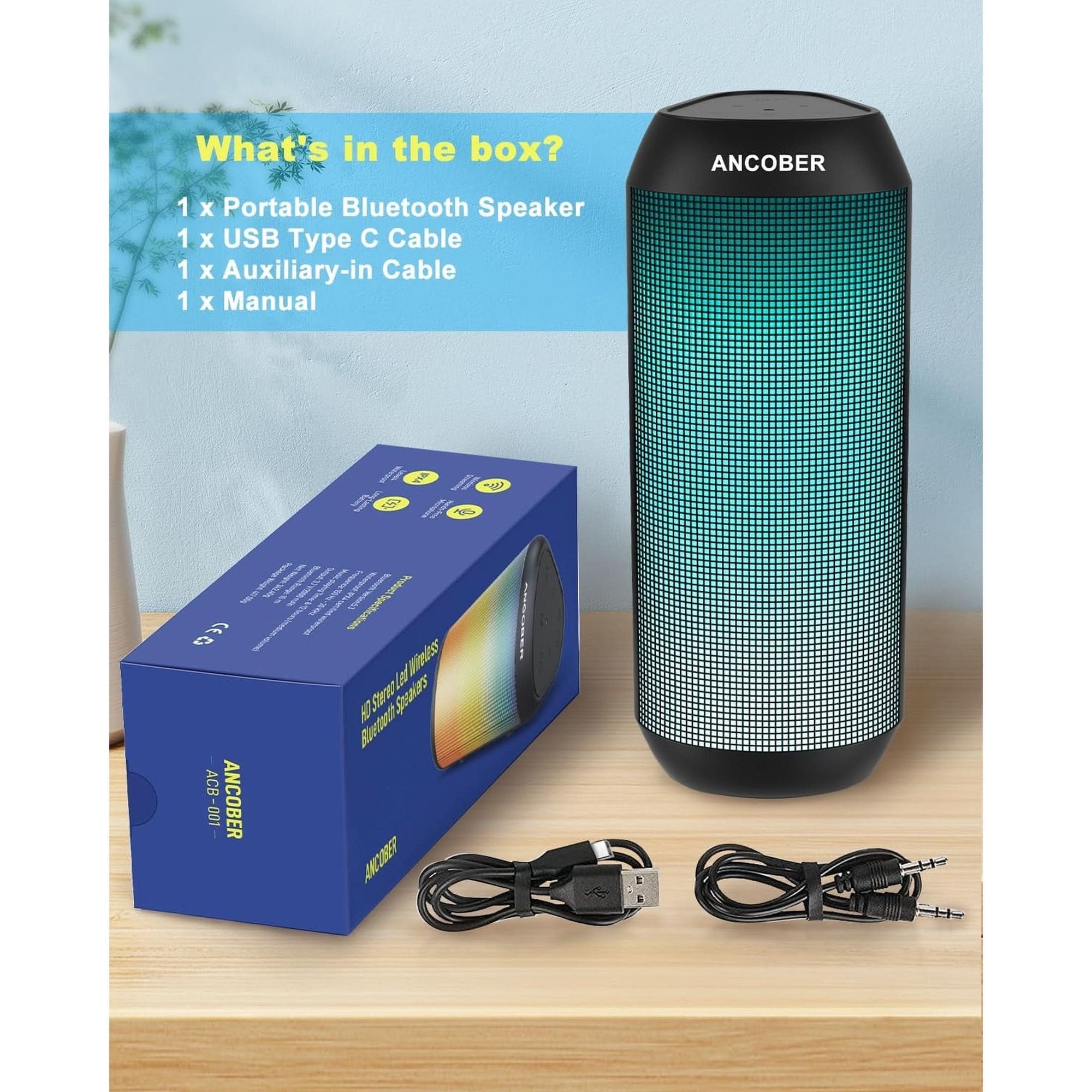 Bluetooth Speaker, Wireless Portable, HD Stereo Sound,With Cool Dynamic LED Lights, IPX4 Waterproof, BT5.3, Dual Surround Pairing, Him Her Man Teens Electronic Gadgets Gifts, for Outdoor Camping Party