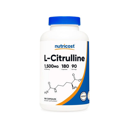 Nutricost L-Citrulline 1500Mg, 180 Capsules - 750Mg per Capsule, Gluten Free, Non-Gmo, Packaging May Vary