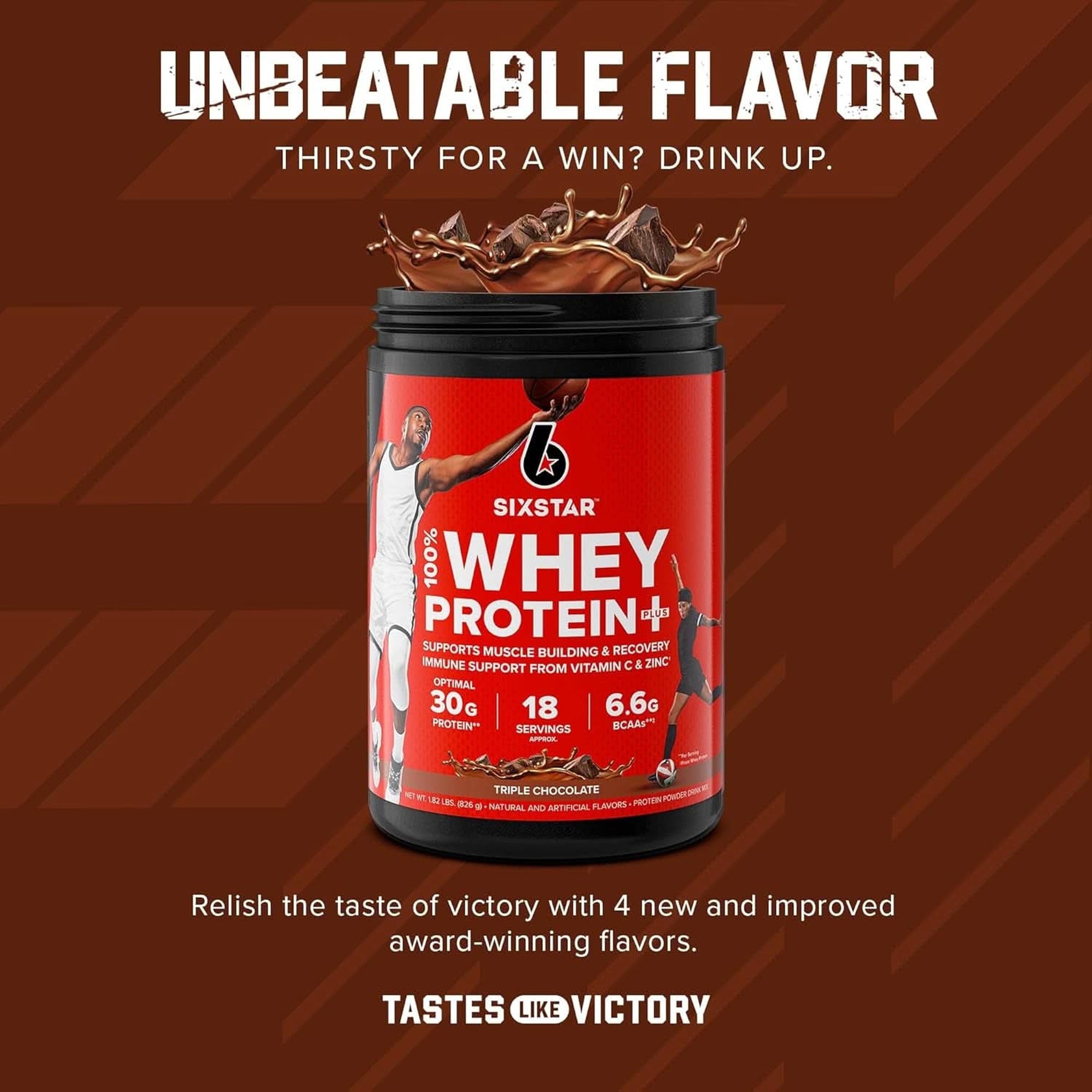 Whey Protein Powder | Six Star Whey Protein plus | Whey Protein Isolate & Peptides | Lean Protein Powder for Muscle Gain | Muscle Builder for Men & Women | Triple Chocolate, 1.82 Lbs (826 G)