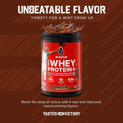 Whey Protein Powder | Six Star Whey Protein plus | Whey Protein Isolate & Peptides | Lean Protein Powder for Muscle Gain | Muscle Builder for Men & Women | Triple Chocolate, 1.82 Lbs (826 G)