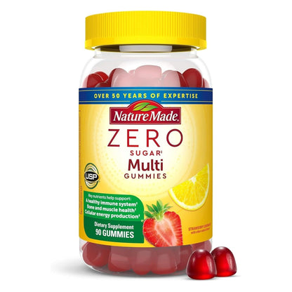 Nature Made Zero Sugar Multivitamin Gummies, Daily Nutritional Support Vitamin Supplements, 90 Sugar Free Gummies, 45 Day Supply