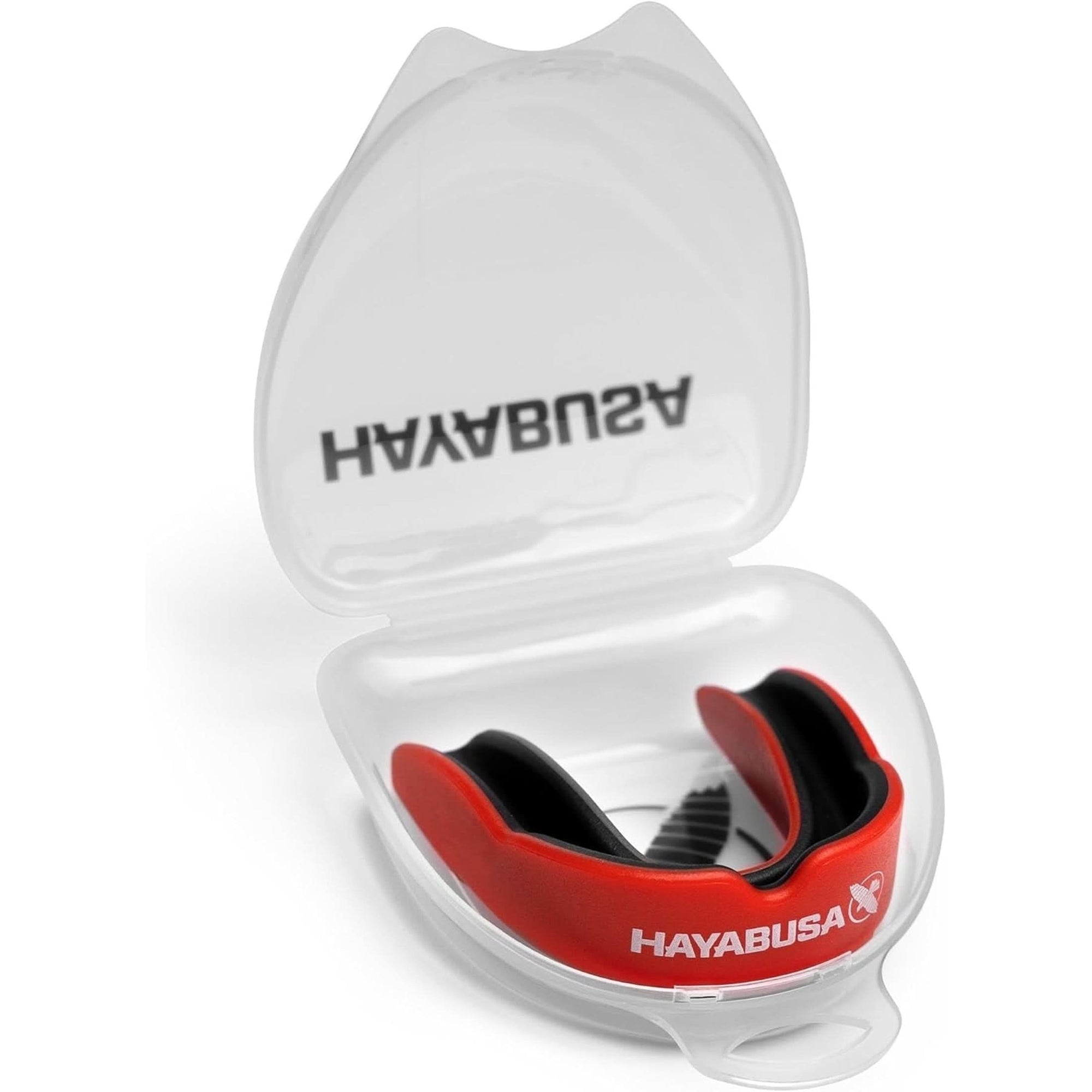 Hayabusa Combat Sports Mouth Guard Youth, Kids and Adult Sizes Comes with Case - White/Red, Adult