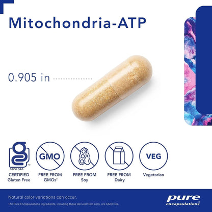 Pure Encapsulations Mitochondria-Atp - Mitochondrial Support - ATP Production Aid* - with Vitamin C, Vitamin E & Thiamin - Antioxidant Support - 120 Capsules