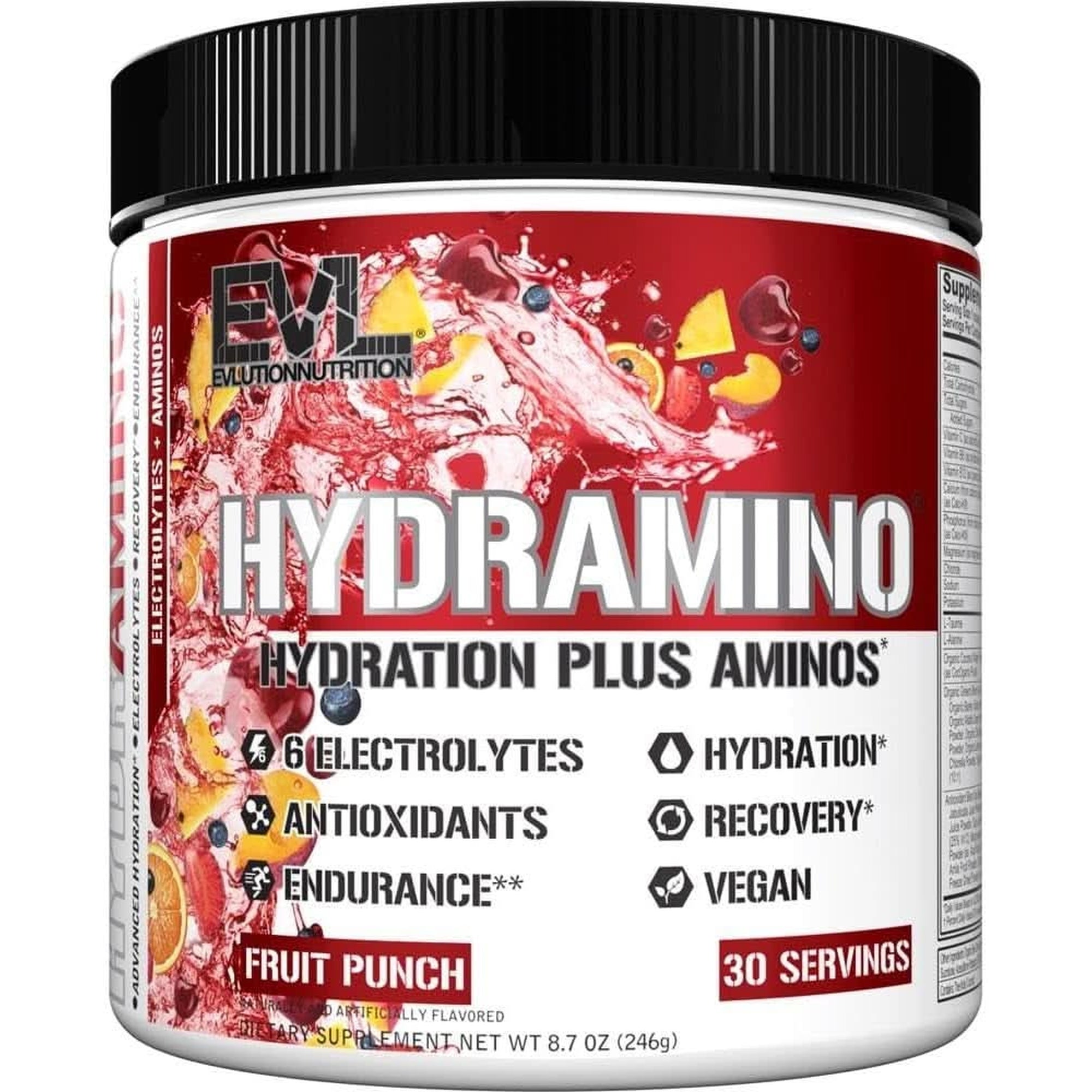 Evlution Nutrition HYDRAMINO Complete Hydration Multiplier, All 6 Electrolytes, Vitamin C & B, Fluid Boosting Aminos, Coconut Water, Endurance, Recovery, Antioxidants, 30 Serve, Orange Mango