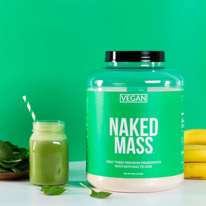 Naked Mass - Vanilla Vegan Weight Gainer - 8Lb Bulk, GMO Free, Gluten Free, Soy Free & Dairy Free. No Artificial Ingredients - 1,230 Calories - 11 Servings