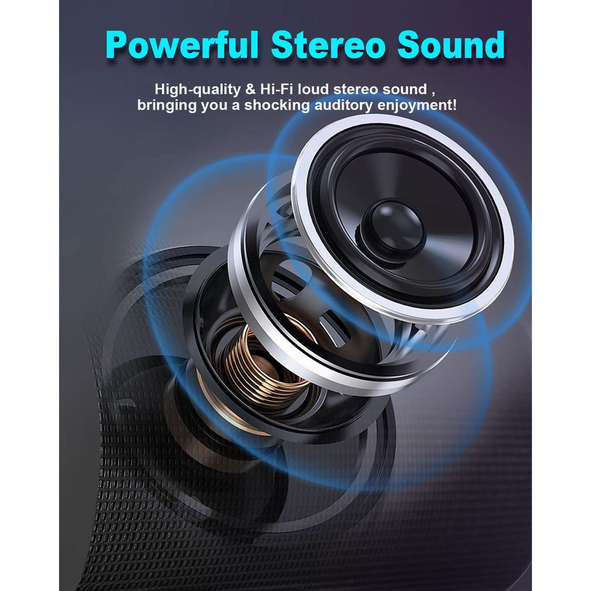 Bluetooth Speaker, Wireless Portable, HD Stereo Sound,With Cool Dynamic LED Lights, IPX4 Waterproof, BT5.3, Dual Surround Pairing, Him Her Man Teens Electronic Gadgets Gifts, for Outdoor Camping Party