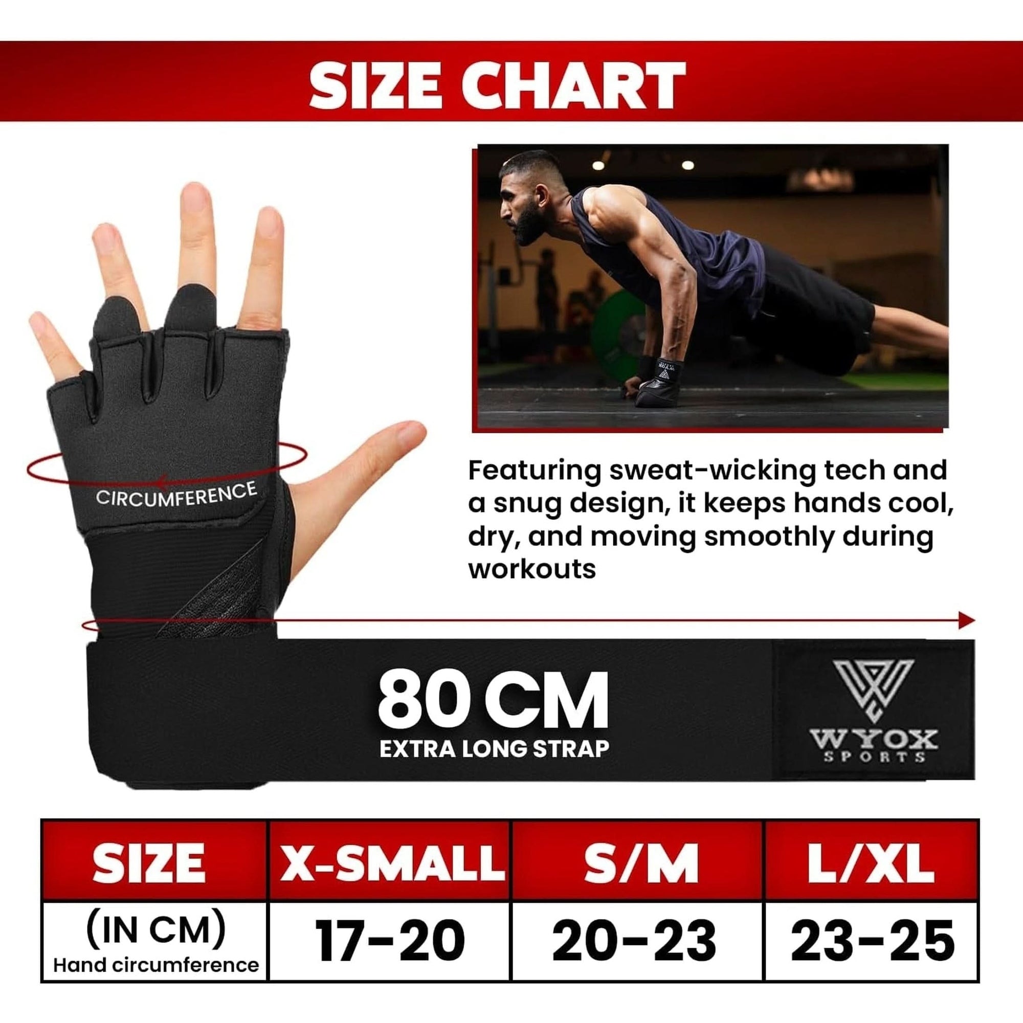 WYOX Gel Boxing Hand Wraps Inner Gloves for Men & Women, 80Cm Quick Wrist Wraps Guard, Padded Knuckle Protection for Muay Thai MMA Kickboxing Punching Bag Gloves, Hand Wraps for Boxing & Martial Arts