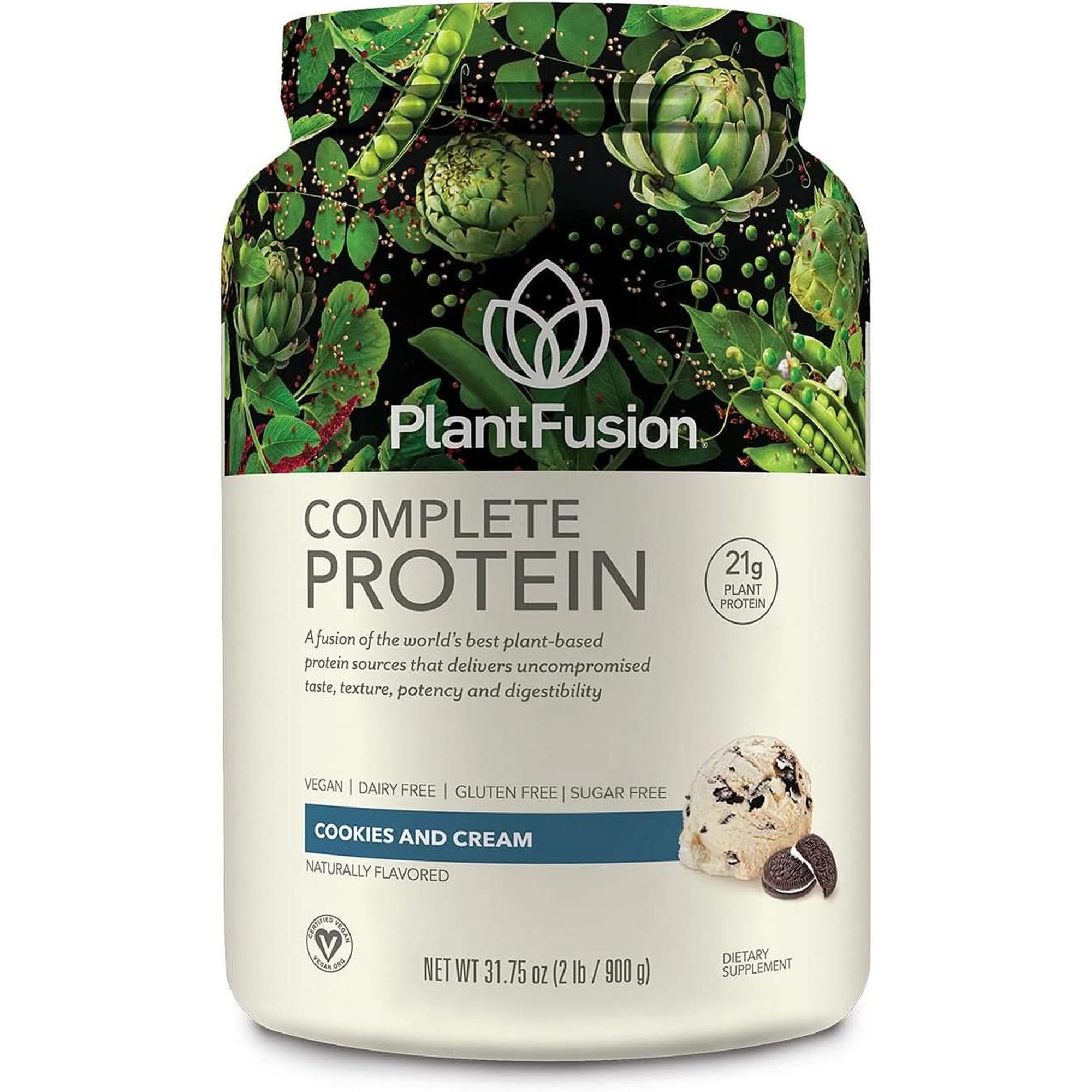 Plantfusion Complete Vegan Protein Powder - Plant Based Protein Powder with Bcaas, Digestive Enzymes and Pea Protein - Keto, Gluten Free, Soy Free, Non-Dairy, No Sugar, Non-Gmo - Vanilla Bean 2 Lb