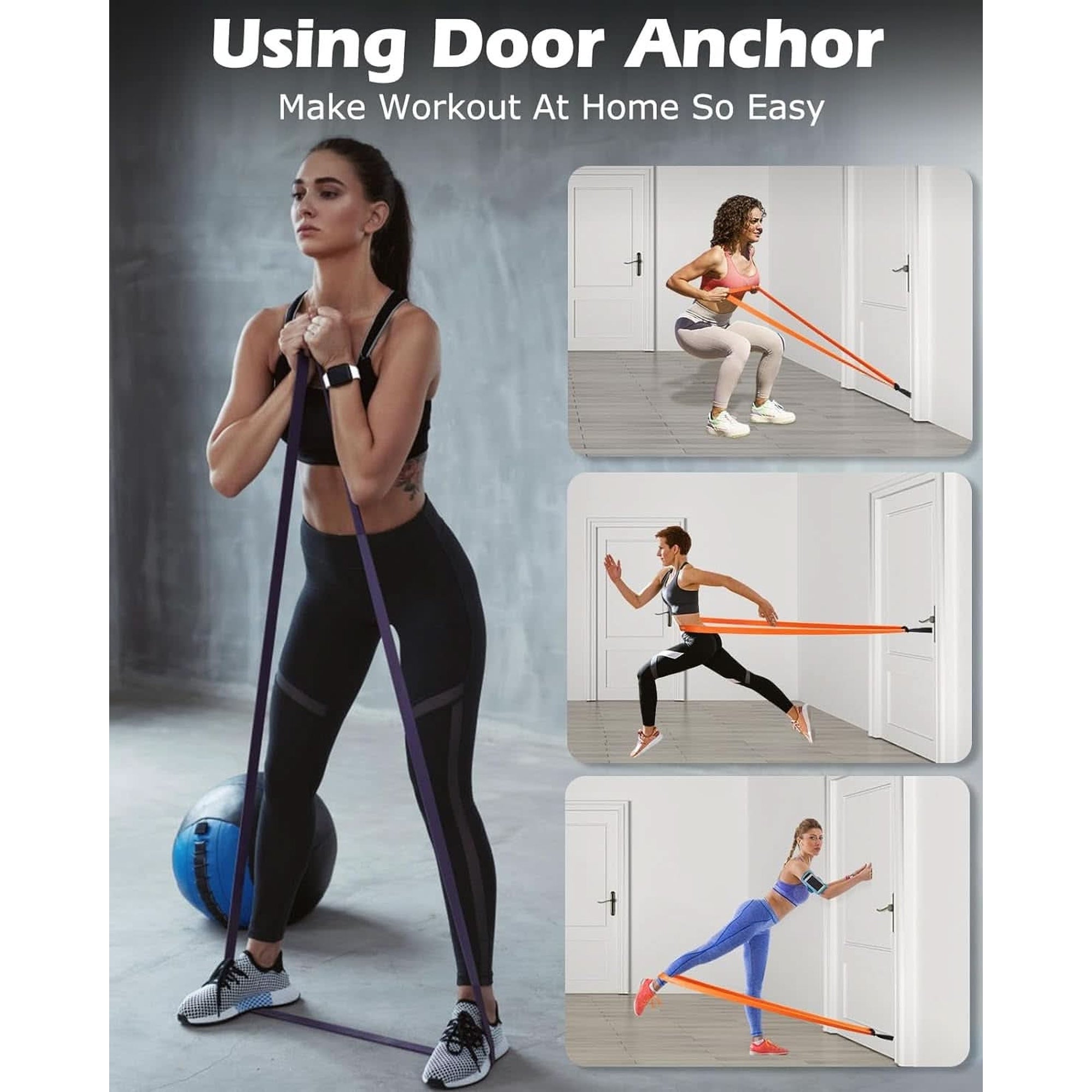 Zacro Resistance Bands, 6 Resistance Levels Pull up Assistance Bands, Exercise Bands for Men&Women, Heavy Duty Resistance Band Set with Door Anchor, for Working Out, Muscle Training, Physical Therapy