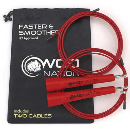 WOD Nation Adjustable Speed Jump Rope for Men, Women & Children - Blazing Fast Fitness Skipping Rope Perfect for Boxing, MMA, Endurance