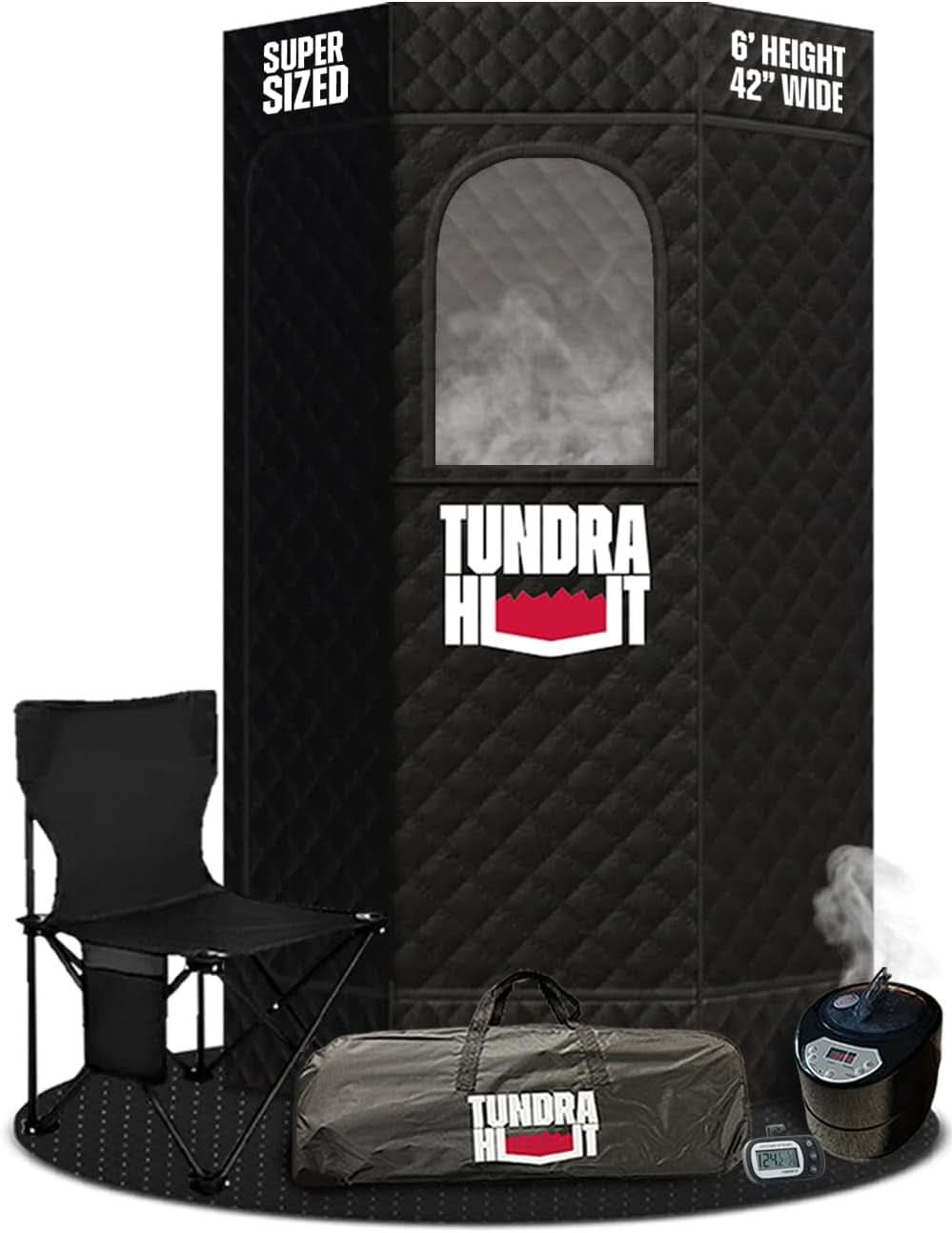 TUNDRA HUT XL Portable Home Sauna for Wellness & Relaxation | Steam-Heated Hexagon Model | 60-Min Rapid Steam Room Generator, Floor Mat, Towel, Chair & More | 2-Min Setup | USA Athlete Founded (THSX1)