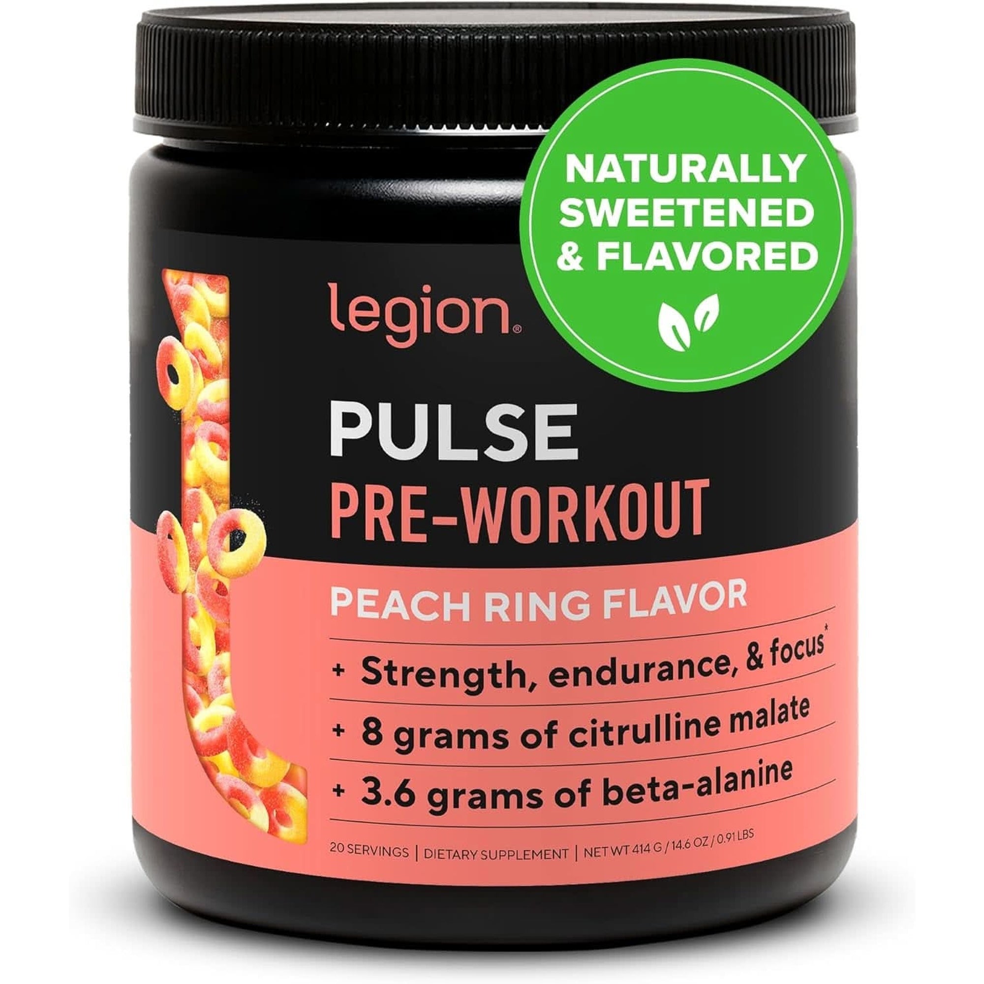 LEGION Pulse Pre Workout Supplement - All Natural Nitric Oxide Preworkout Drink to Boost Energy, Creatine Free, Naturally Sweetened, Beta Alanine, Citrulline, Alpha GPC (Fruit Punch)