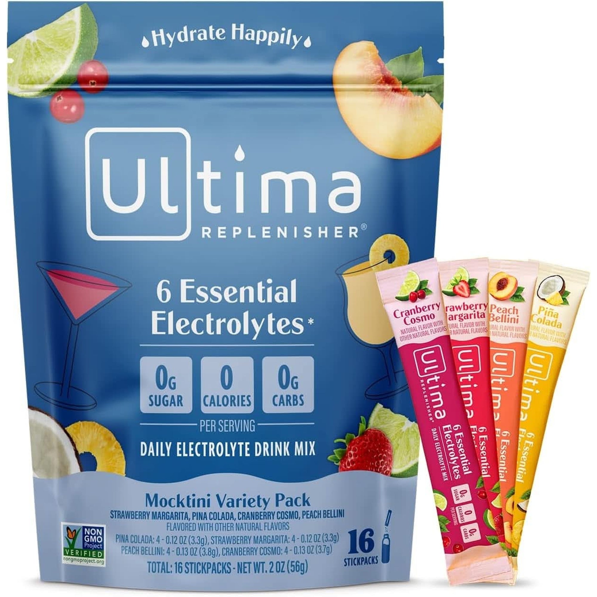 Ultima Replenisher Daily Electrolyte Drink Mix – Tropical Variety, 20 Stickpacks – Hydration Packets with 6 Electrolytes & Minerals – Keto Friendly, Non-Gmo & Sugar-Free Electrolyte Powder