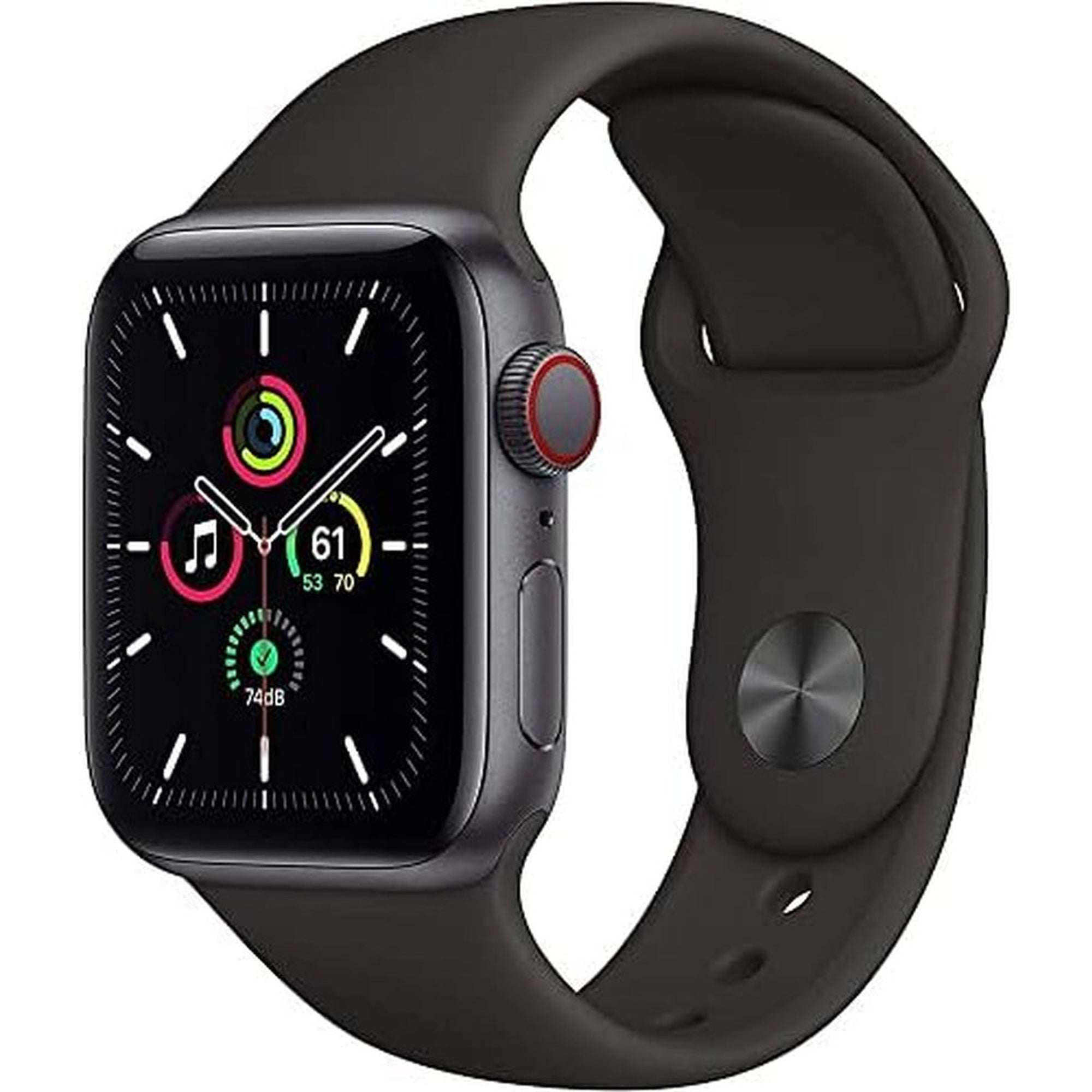 Apple Watch SE (GPS, 44Mm) - Space Gray Aluminum Case with Black Sport Band (Renewed)