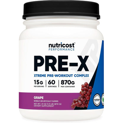 Nutricost Pre-X Xtreme Pre-Workout Complex Powder, Blue Raspberry, 60 Servings, Vegetarian, Non-Gmo and Gluten Free