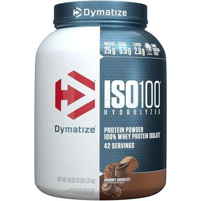 Dymatize ISO 100 Whey Protein Powder with 25G of Hydrolyzed 100% Whey Isolate, Gluten Free, Fast Digesting, Gourmet, 3 Pound, Vanilla, 3 Pound, 48 Oz