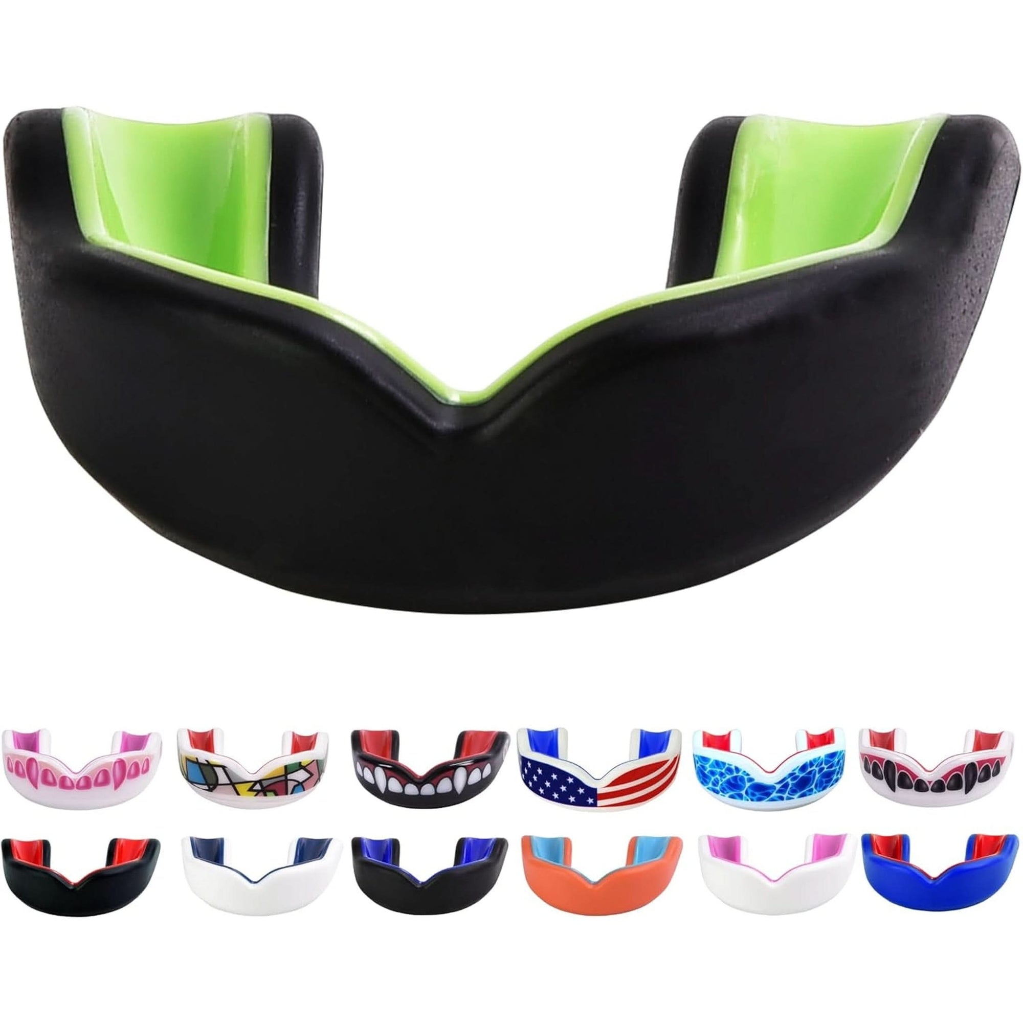 Sports Youth Mouth Guard for Kids USA Flag & Fangs & 20 Best Colors to Choose From - Youth Mouthguard Football, MMA, Karate, Flag Football, Rugby, Boxing, BJJ /W Case Youth, Strapless