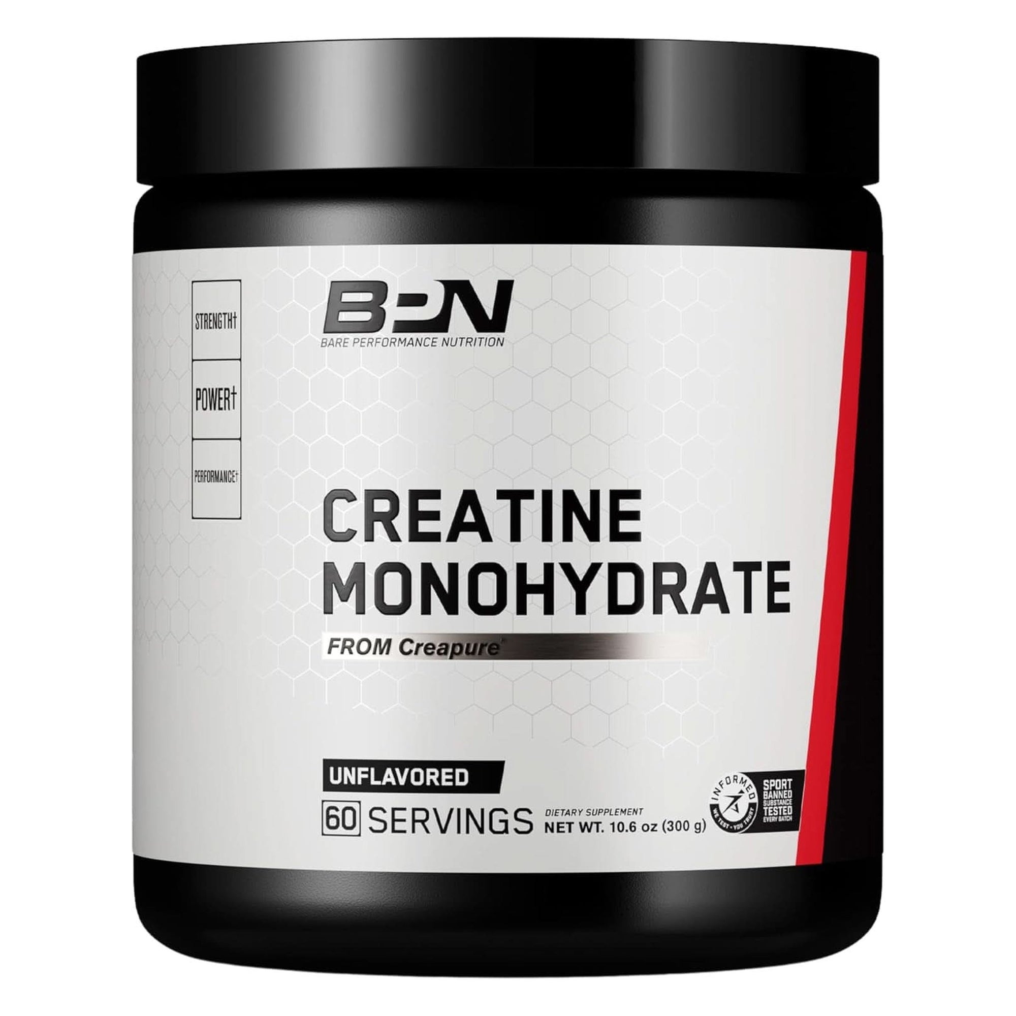 BARE PERFORMANCE NUTRITION, BPN Pure Creatine Monohydrate by Creapure, Safe and Effective, Unflavored, 60 Servings