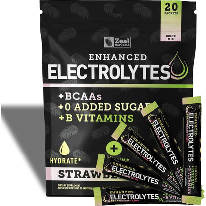 Enhanced Electrolyte Powder Cherry Limeade | 90Ct. + BCAA, B-Vitamins & Real Salt® - Hydration Powder W Potassium, Sodium, Zinc, Magnesium for Hydration