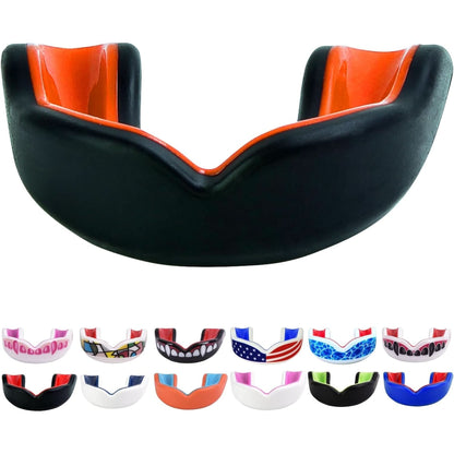 Sports Youth Mouth Guard for Kids USA Flag & Fangs & 20 Best Colors to Choose From - Youth Mouthguard Football, MMA, Karate, Flag Football, Rugby, Boxing, BJJ /W Case Youth, Strapless