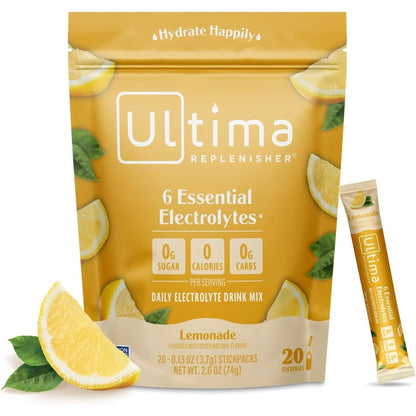 Ultima Replenisher Daily Electrolyte Drink Mix – Tropical Variety, 20 Stickpacks – Hydration Packets with 6 Electrolytes & Minerals – Keto Friendly, Non-Gmo & Sugar-Free Electrolyte Powder