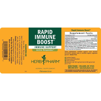 Herb Pharm Organic Rapid Immune Boost: Fast-Absorbing Tincture for Adults, Echinacea Tincture with Goldenseal, Ginger Extract & Elderberry, Immune Support Supplement & Wellness Aid, 4 Oz