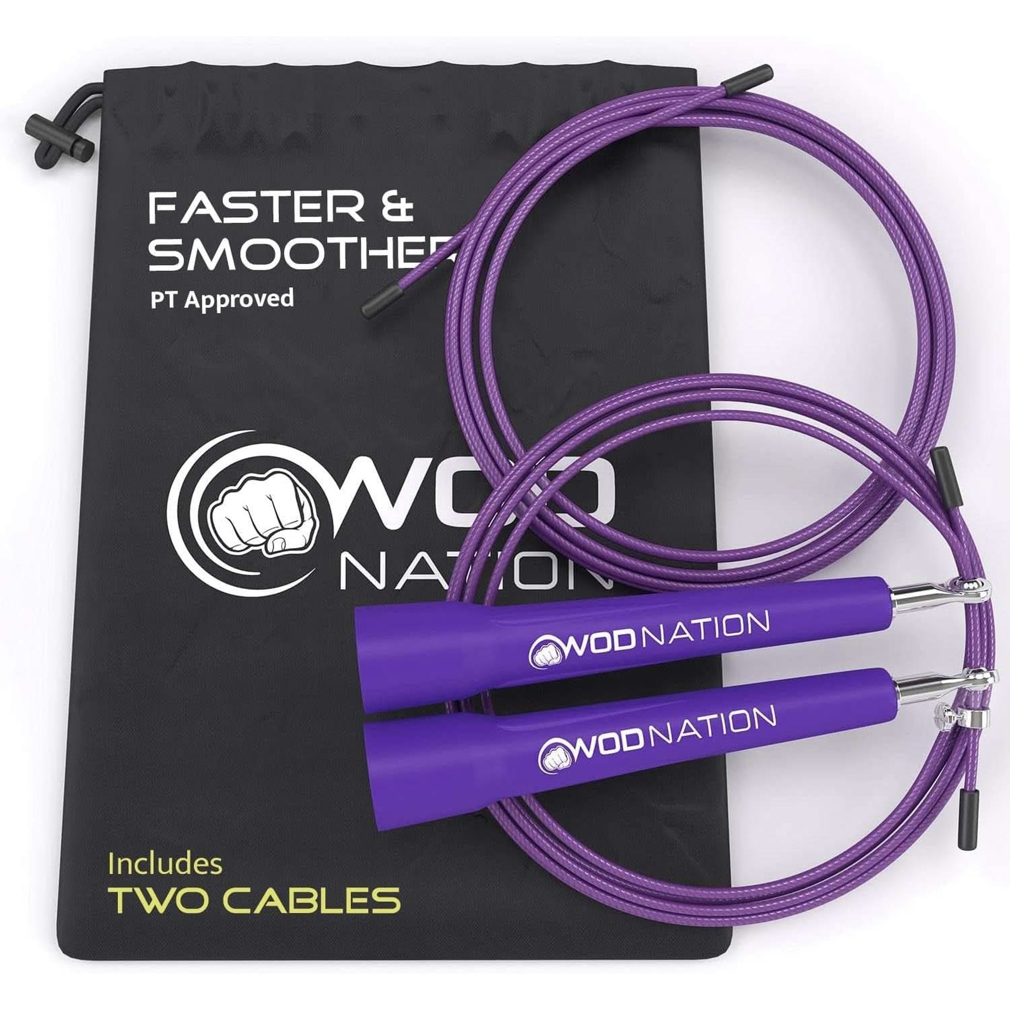 WOD Nation Adjustable Speed Jump Rope for Men, Women & Children - Blazing Fast Fitness Skipping Rope Perfect for Boxing, MMA, Endurance