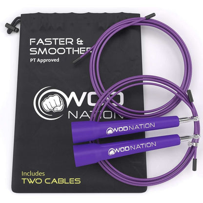 WOD Nation Adjustable Speed Jump Rope for Men, Women & Children - Blazing Fast Fitness Skipping Rope Perfect for Boxing, MMA, Endurance