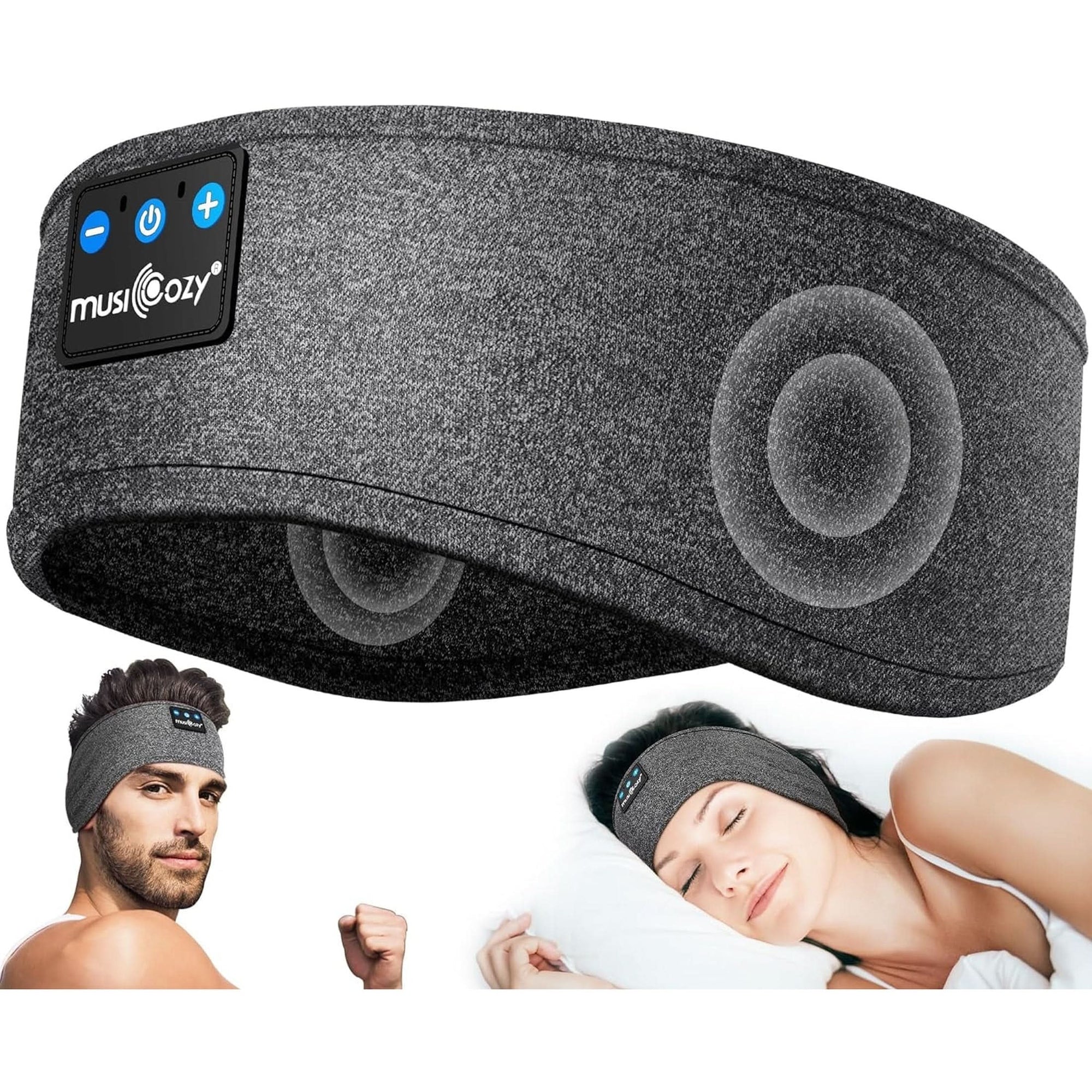 MUSICOZY Sleep Headphones Bluetooth 5.2 Headband, Sports Wireless Earphones Sweat Resistant Earbuds with Ultra-Thin HD Stereo Speaker for Workout Running Cool Gadgets Unique Gifts