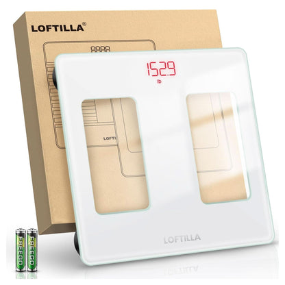 LOFTILLA Bathroom Scale for Body Weight, Highly Accurate Weight Scale for Home Used, Digital Scale with Sturdy Tempered Glass, Bathroom Scales for Weight with Bright LED Display, 400Lb