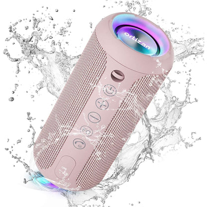 Ortizan Portable Bluetooth Speaker: IPX7 Waterproof, 24W Loud Sound, Deep Bass, Bluetooth 5.3, LED Lights, Wireless Stereo Pairing, 30H Playtime, for Home/Outdoor/Party/Beach, Birthday Gift Black