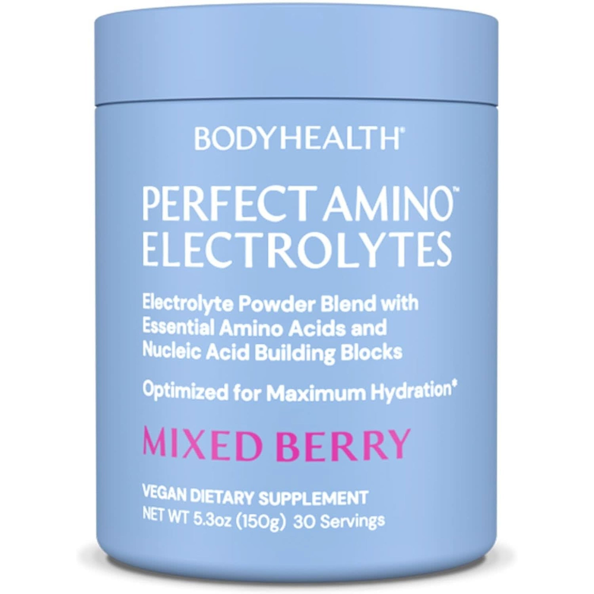 Bodyhealth Perfectamino Electrolytes Powder, Hydration Powder, Sugar Free Electrolyte Drink Mix, Keto Electrolytes Powder, Non GMO, Mixed Berry Flavor (30 Servings)