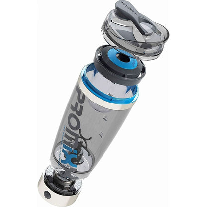 Promixx Pro Shaker Bottle Ix-R Edition | Rechargeable, Powerful for Smooth Protein Shakes | Includes Supplement Storage - BPA Free | 20Oz Cup Silver Blue/Gray