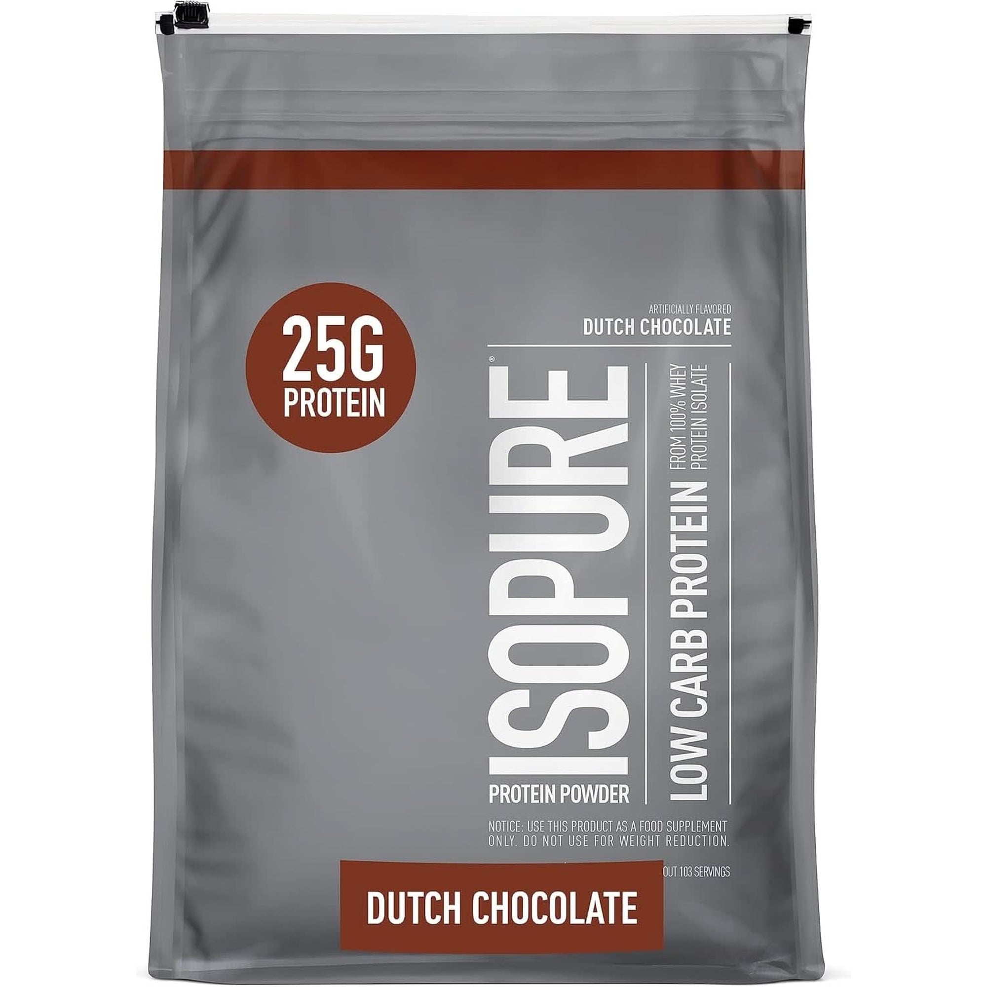 Isopure Protein Powder, Whey Isolate with Vitamin C & Zinc for Immune Support, 25G Protein, Low Carb & Keto Friendly, Flavor: Dutch Chocolate, 62 Servings, 4.5 Pounds (Packaging May Vary)