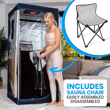 Serenelife Portable Sauna for Home - Infrared Sauna Personal Spa - 3 Heating Plates, Folding Sauna Chair, Heated Foot Pad, Remote Control, 35.4"X35.4"X70.9" (Black)