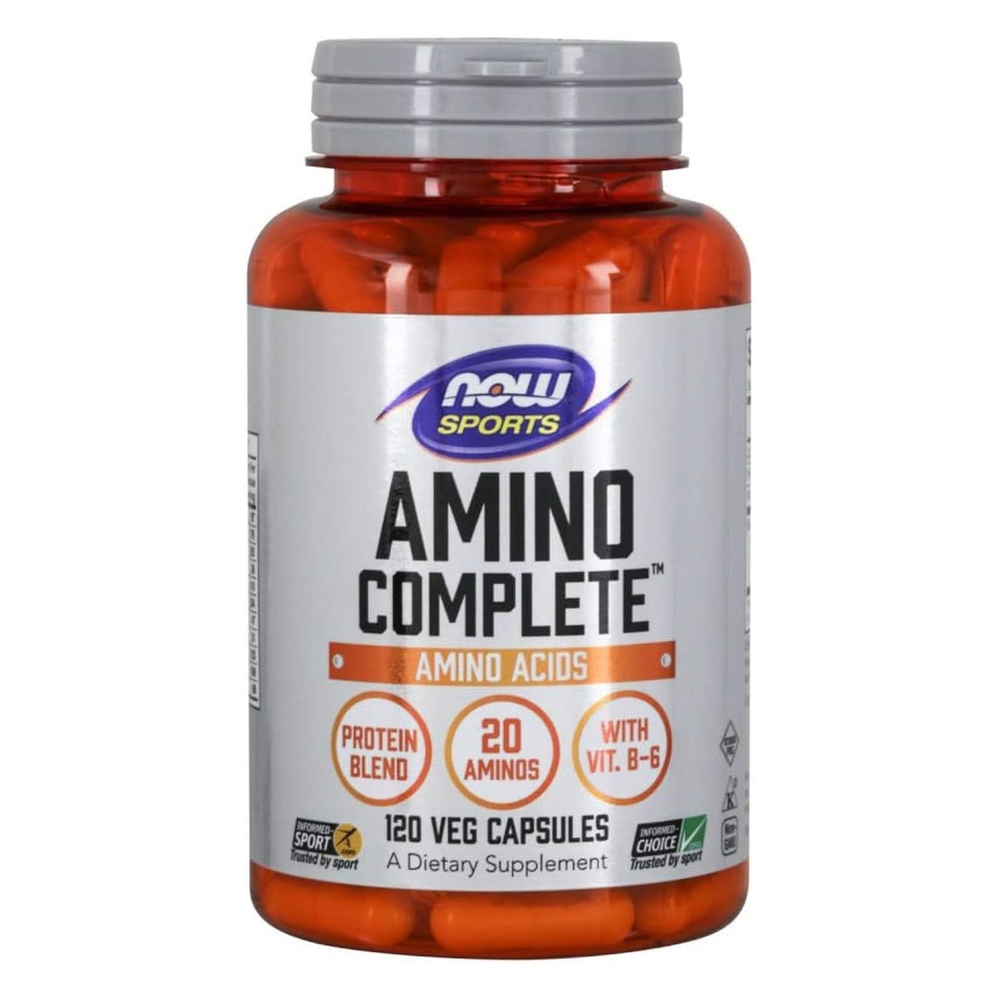 NOW Foods Sports Nutrition, Amino Complete™, Protein Blend with 21 Aminos and B-6, 120 Veg Capsules