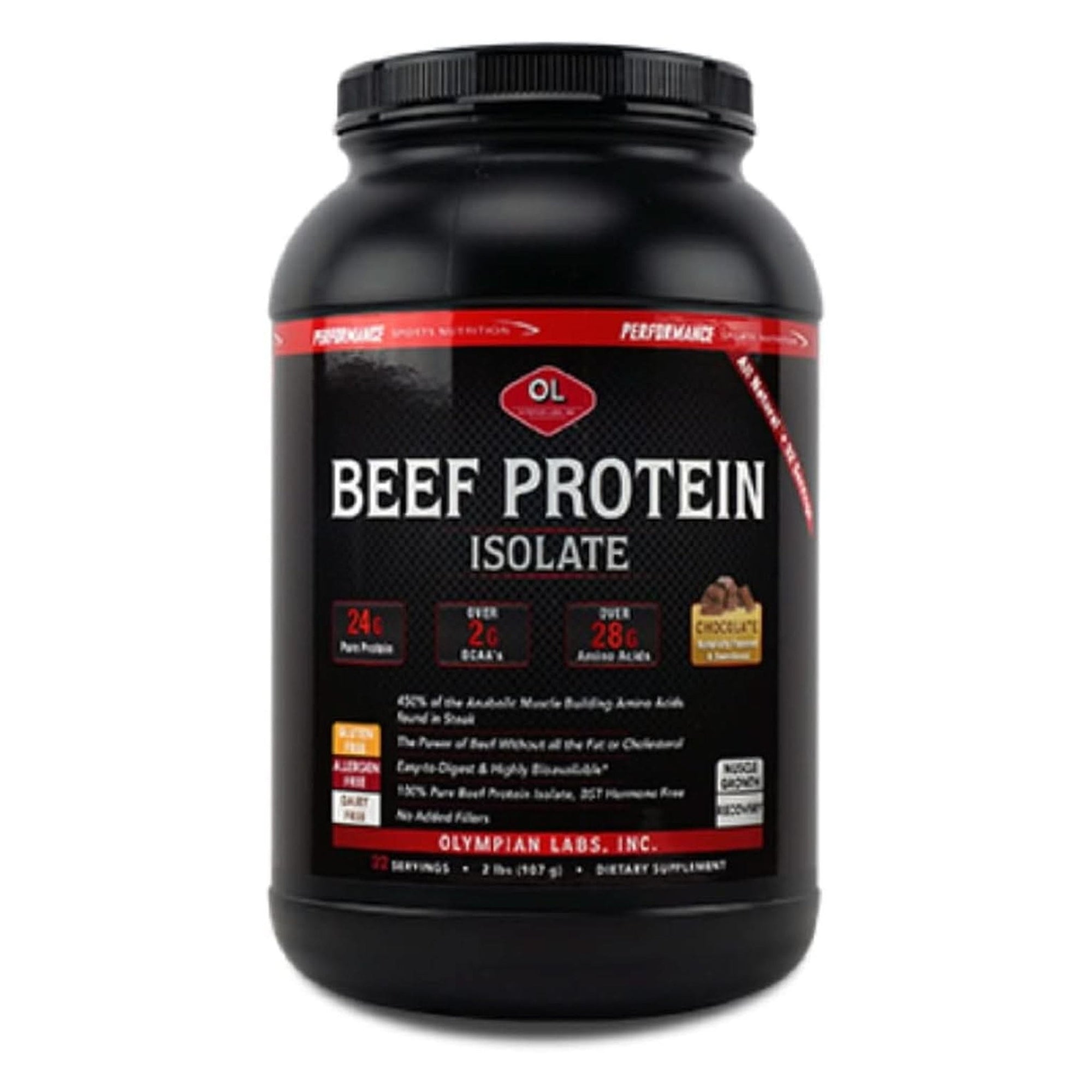 Olympian Labs Beef Protein Isolate, 24G Protein, BST Free, Macro-Micro Nutrient Friendly, Bioavailable, 32 Ounces, Chocolate