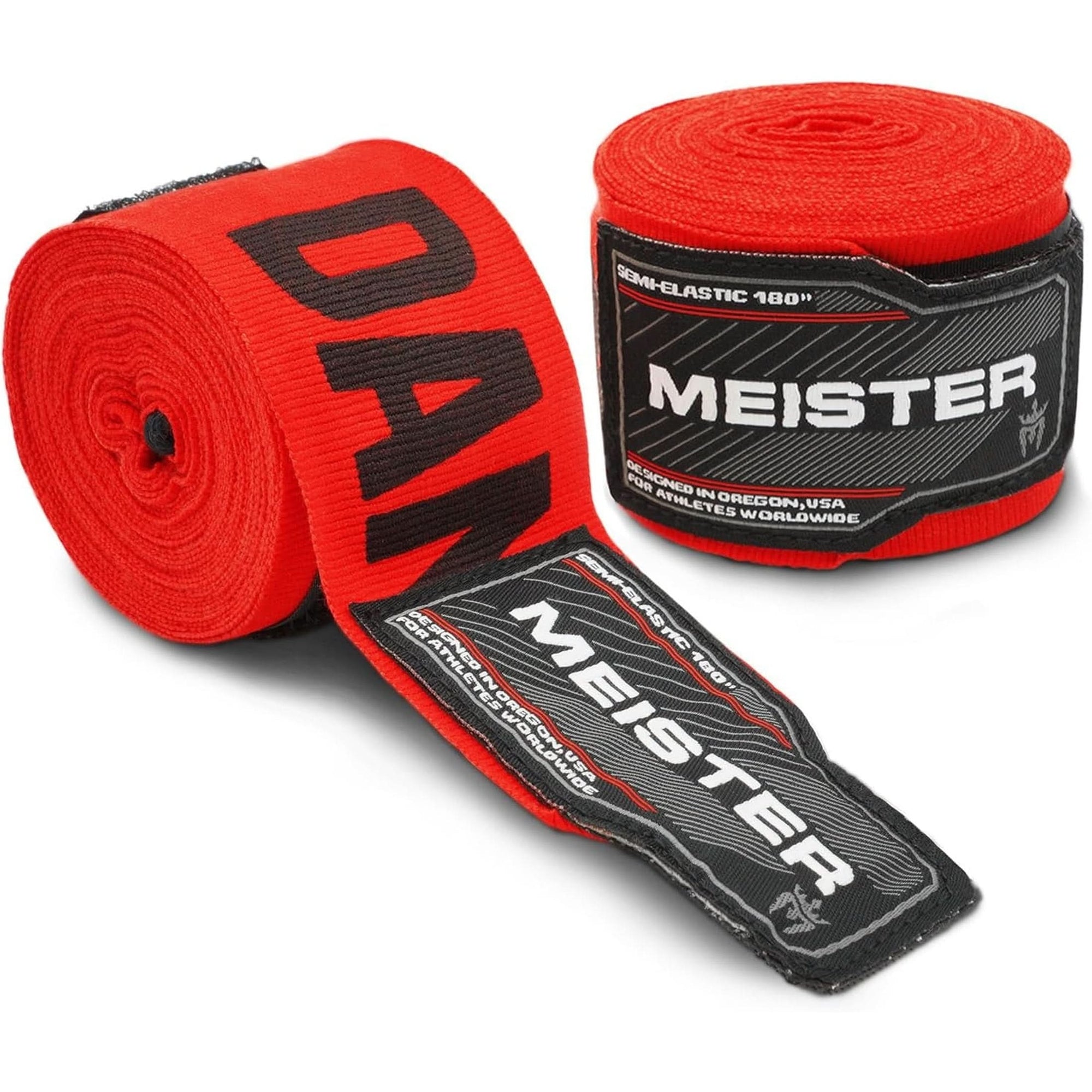 Meister Adult 180" Semi-Elastic Hand Wraps for MMA & Boxing Pair