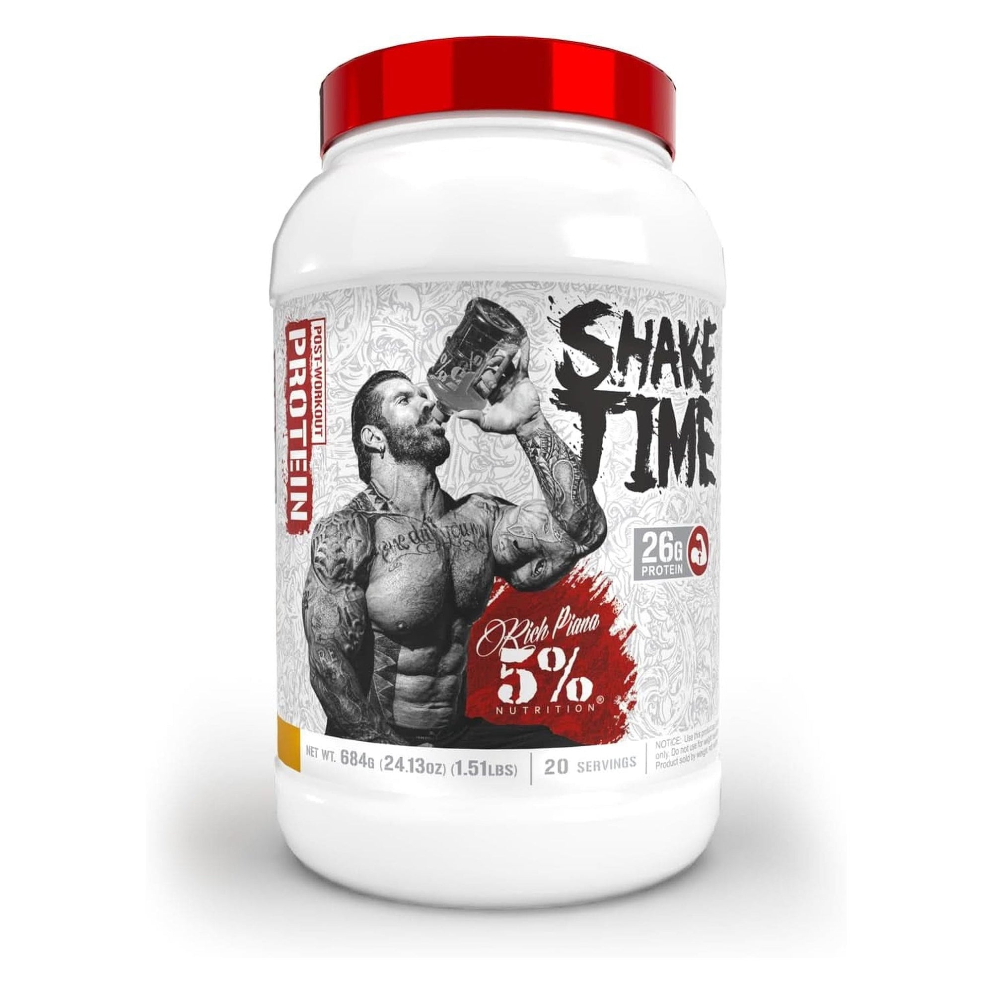 5% Nutrition Rich Piana Shake Time | 26G Animal Based Protein Drink | Grass-Fed Beef, Chicken, Whole Egg | No Sugar, Dairy, or Soy | (Peanut Butter)