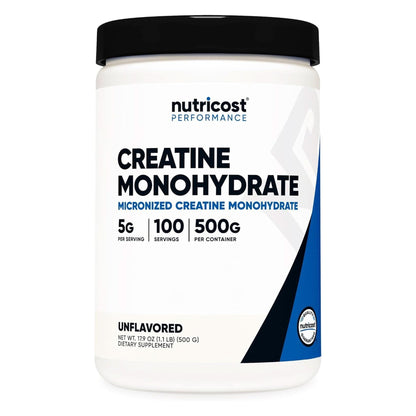 Nutricost Creatine Monohydrate Micronized Powder 500G, 5000Mg per Serv (5G) - Micronized Creatine Monohydrate, 100 Servings, 17.9 Oz