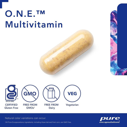 Pure Encapsulations O.N.E. Multivitamin - Once Daily Multivitamin with Antioxidant Complex Metafolin, Coq10, and Lutein to Support Vision, Cognitive Function, and Cellular Health* - 30 Capsules