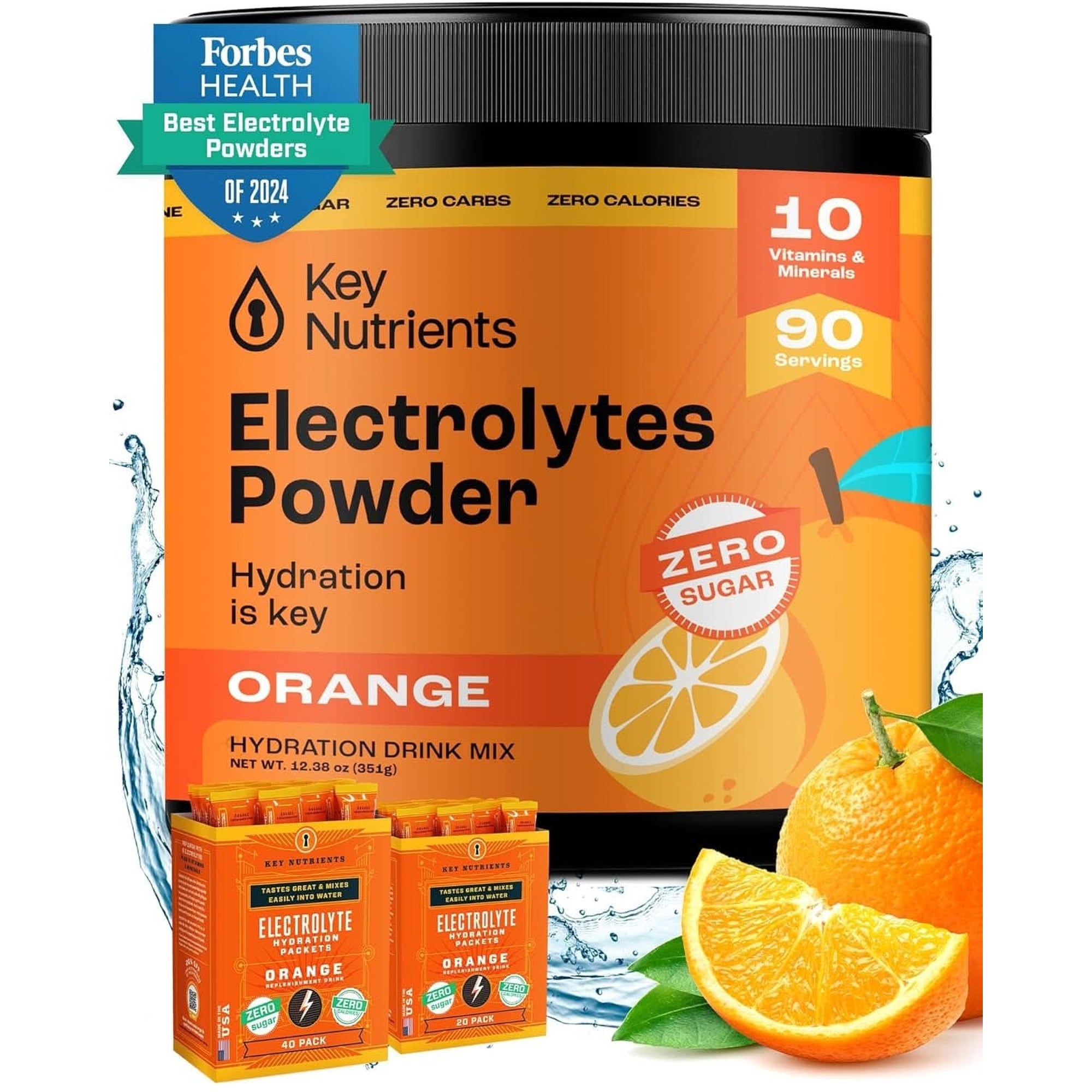 KEY NUTRIENTS Multivitamin Electrolytes Powder No Sugar - Sweet Blue Raspberry Electrolyte Powder - Endurance & Energy Supplement - Hydration Powder - No Calories - 90 Servings - Made in USA