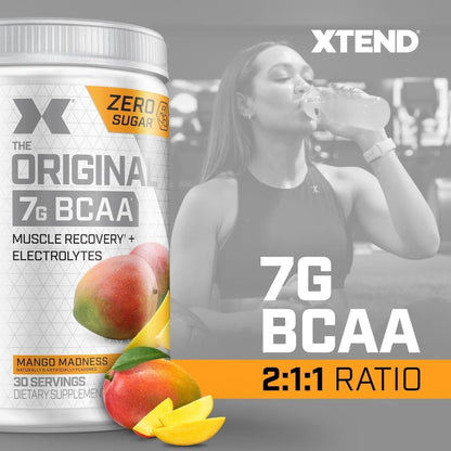 Xtend XTEND Original BCAA Powder 7G BCAA and 2.5G L-Glutamine, Sugar Free Post Workout Muscle Recovery Drink with Amino Acids for Men & Women, 30 Servings