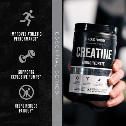 Jacked Factory Creatine Monohydrate Powder 425G - Creatine Supplement for Muscle Growth, Increased Strength, Enhanced Energy Output and Improved Athletic Performance 85 Servings, Unflavored