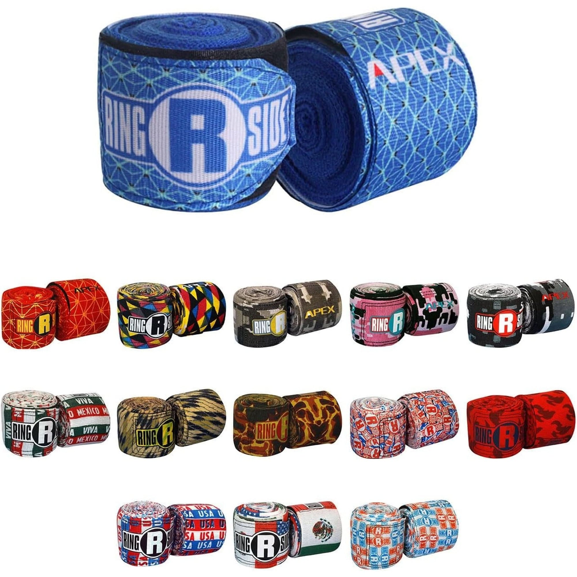 Ringside Apex 130” Boxing Hand Wraps Pair - Durable, Elastic Training Wraps with Hook & Loop Closure, Multi-Color Options, Perfect for MMA, Muay Thai, Kickboxing